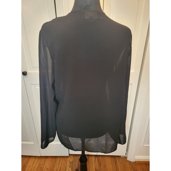 Vintage Sheer Beaded Black Cardigan Rhinestone Clasp Montee 10 Whimsygoth Glam P - Picture 2 of 8